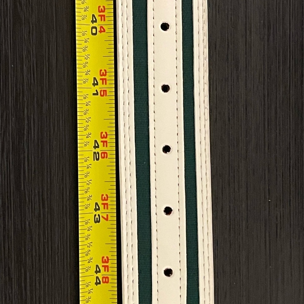 Green Red and White striped Belt with Gold Logo 42-44 men - Picture 5 of 9